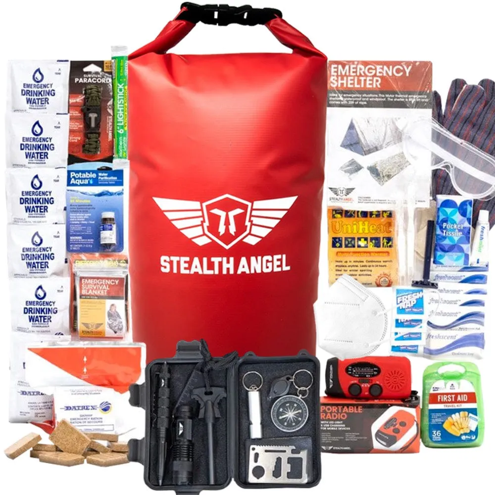 1 Person Survival Dry Bag  /  Waterproof Emergency Kit (72 Hours) Stealth Angel Survival