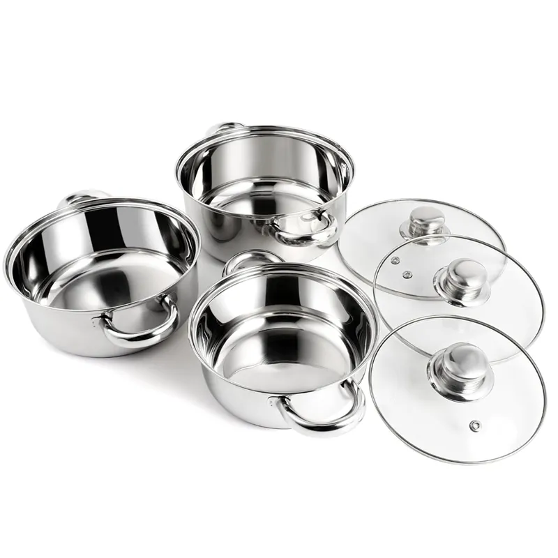 6-Piece Non-Stick Heat-Resistant Pots Set With Transparent Glass Lid