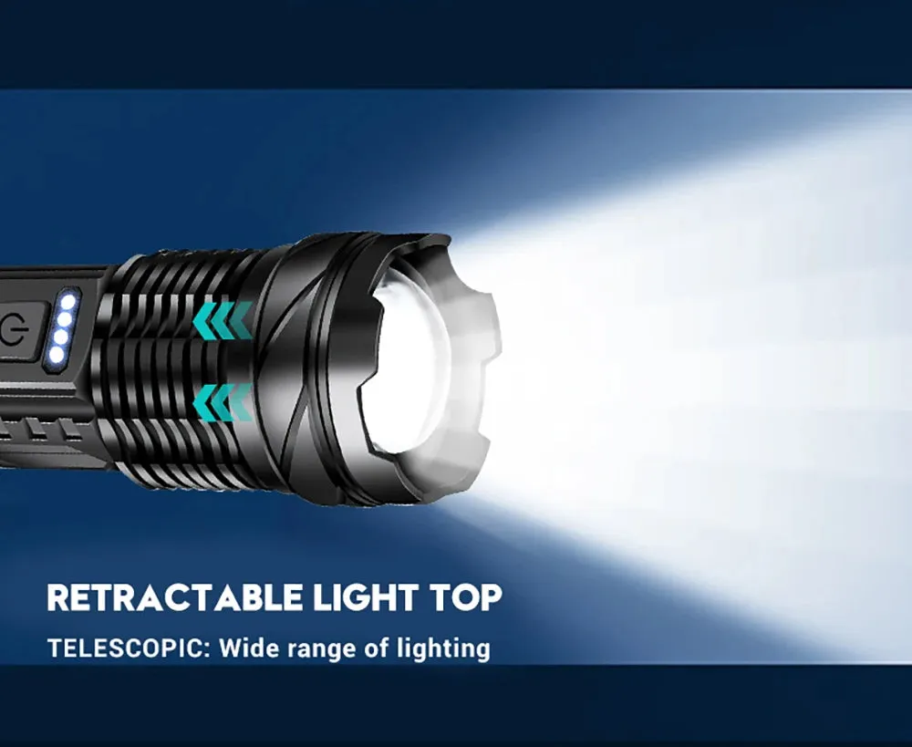 A76 XHP50 LED Flashlight – 2300 Lumens, USB Rechargeable, Waterproof, 7 Modes for Camping & Outdoor Adventures