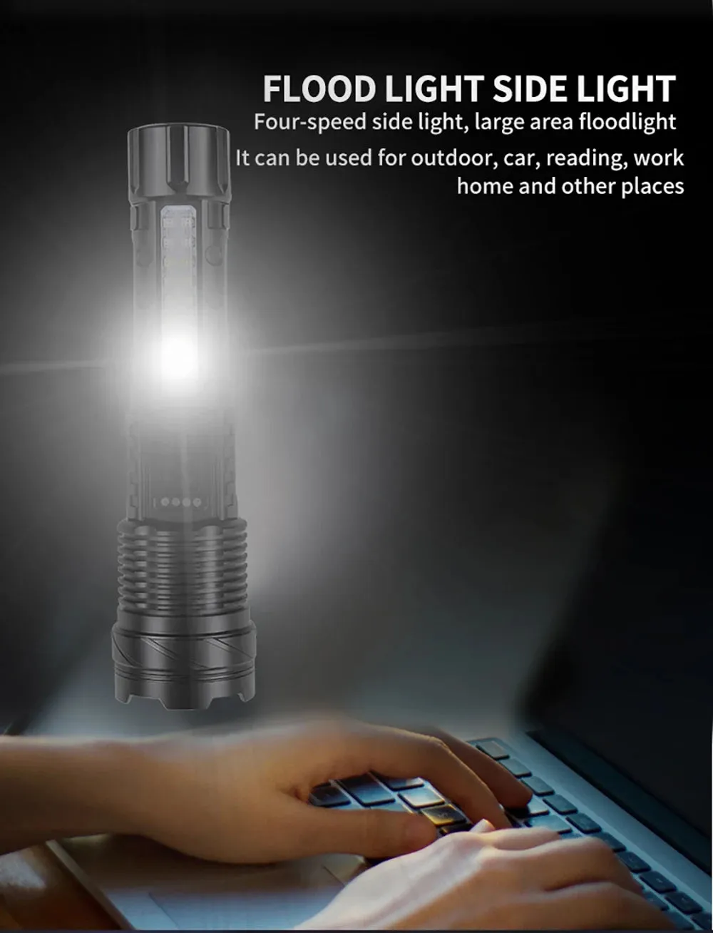 A76 XHP50 LED Flashlight – 2300 Lumens, USB Rechargeable, Waterproof, 7 Modes for Camping & Outdoor Adventures