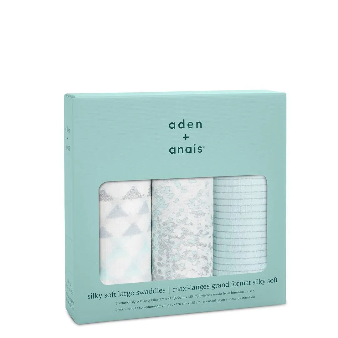 aden   anais Silky Soft Swaddles - Metallic Skylight - 3 Pack