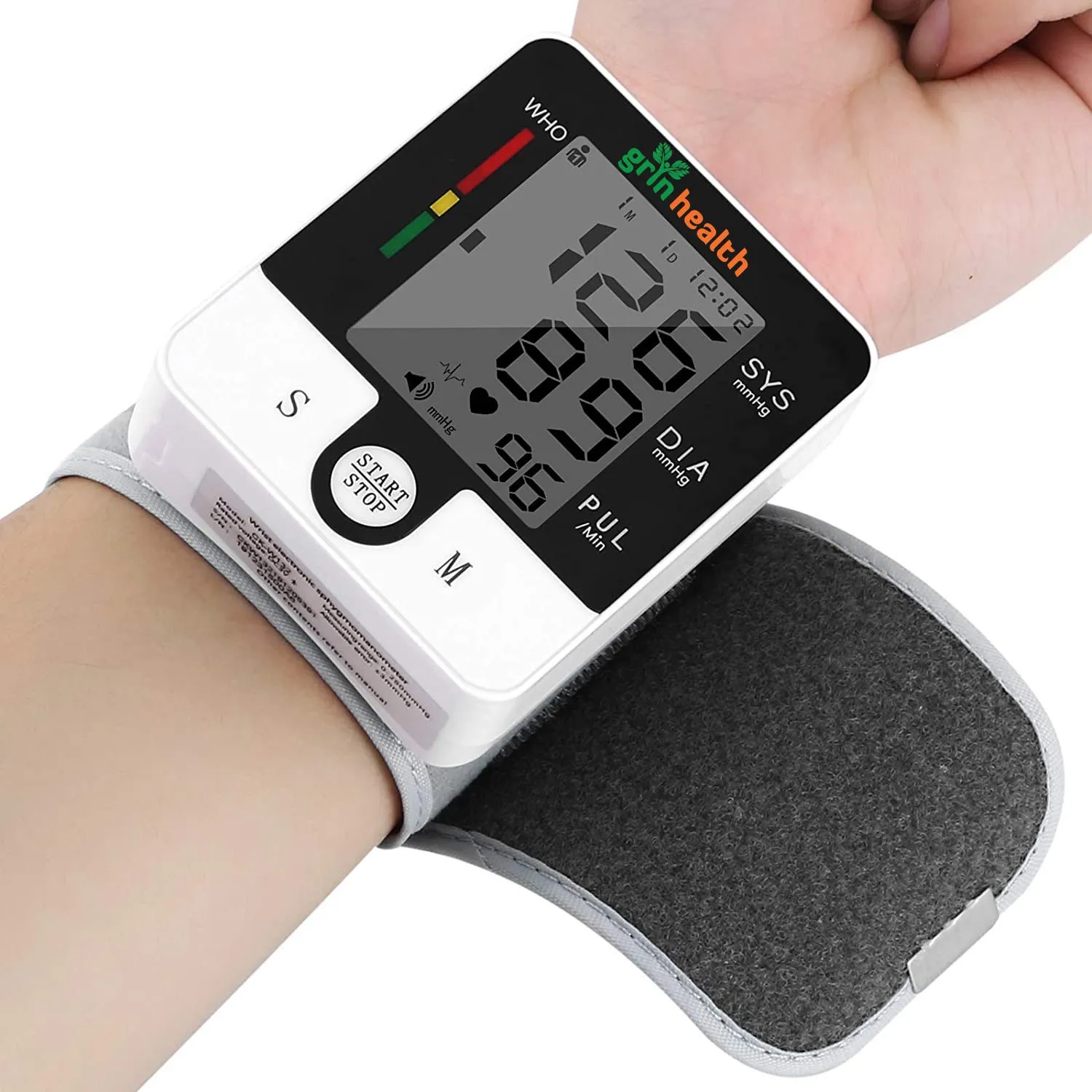 Automatic Wrist Blood Pressure Monitor, Irregular Heart Beat Detection Cuff, Large Display for Home Use