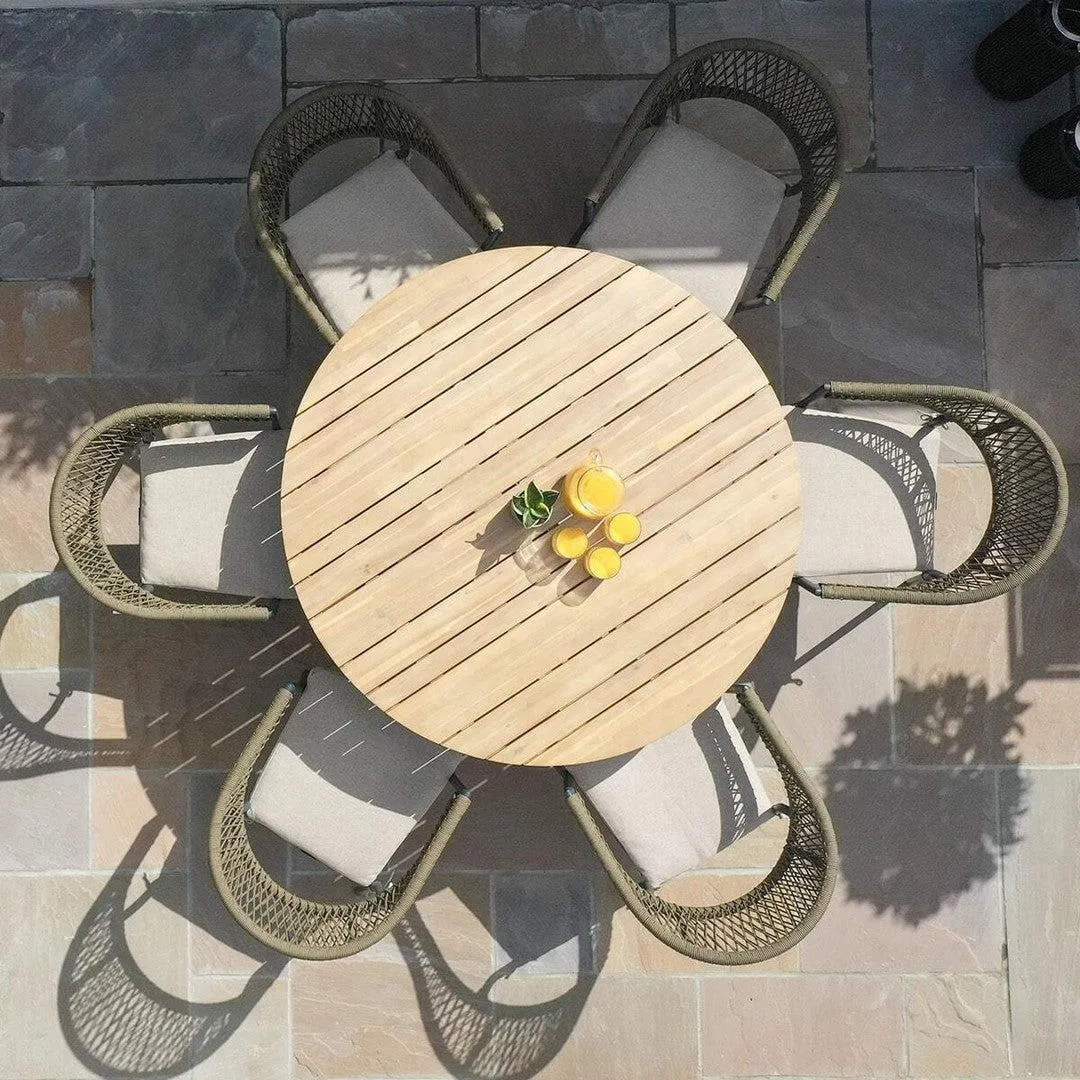 Bali Rope Weave 6 Seat Round Outdoor Dining Set