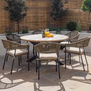 Bali Rope Weave 6 Seat Round Outdoor Dining Set