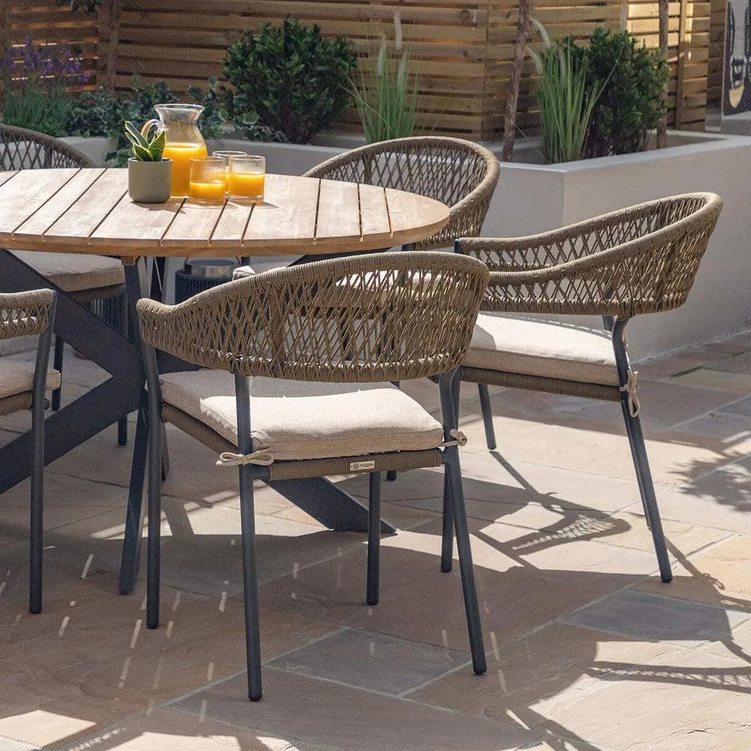 Bali Rope Weave 6 Seat Round Outdoor Dining Set