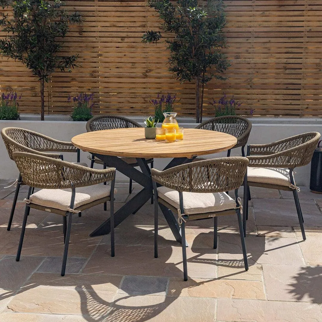 Bali Rope Weave 6 Seat Round Outdoor Dining Set