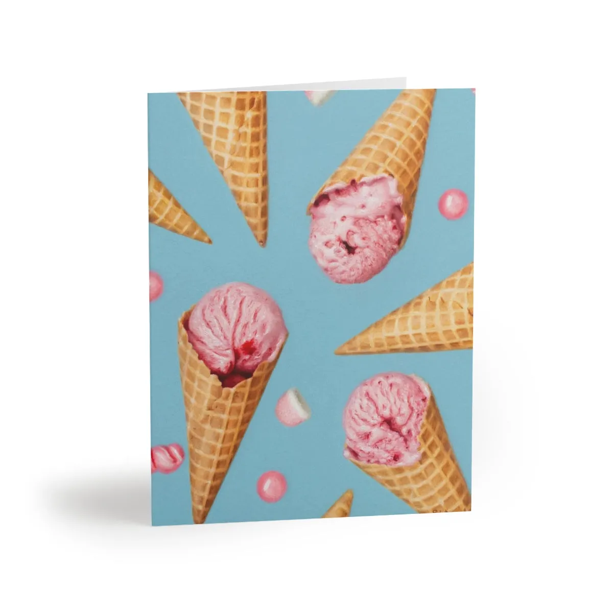 Beth Sistrunk: "Strawberry Ice Cream Cones" Greeting cards (8, 16, and 24 pcs)