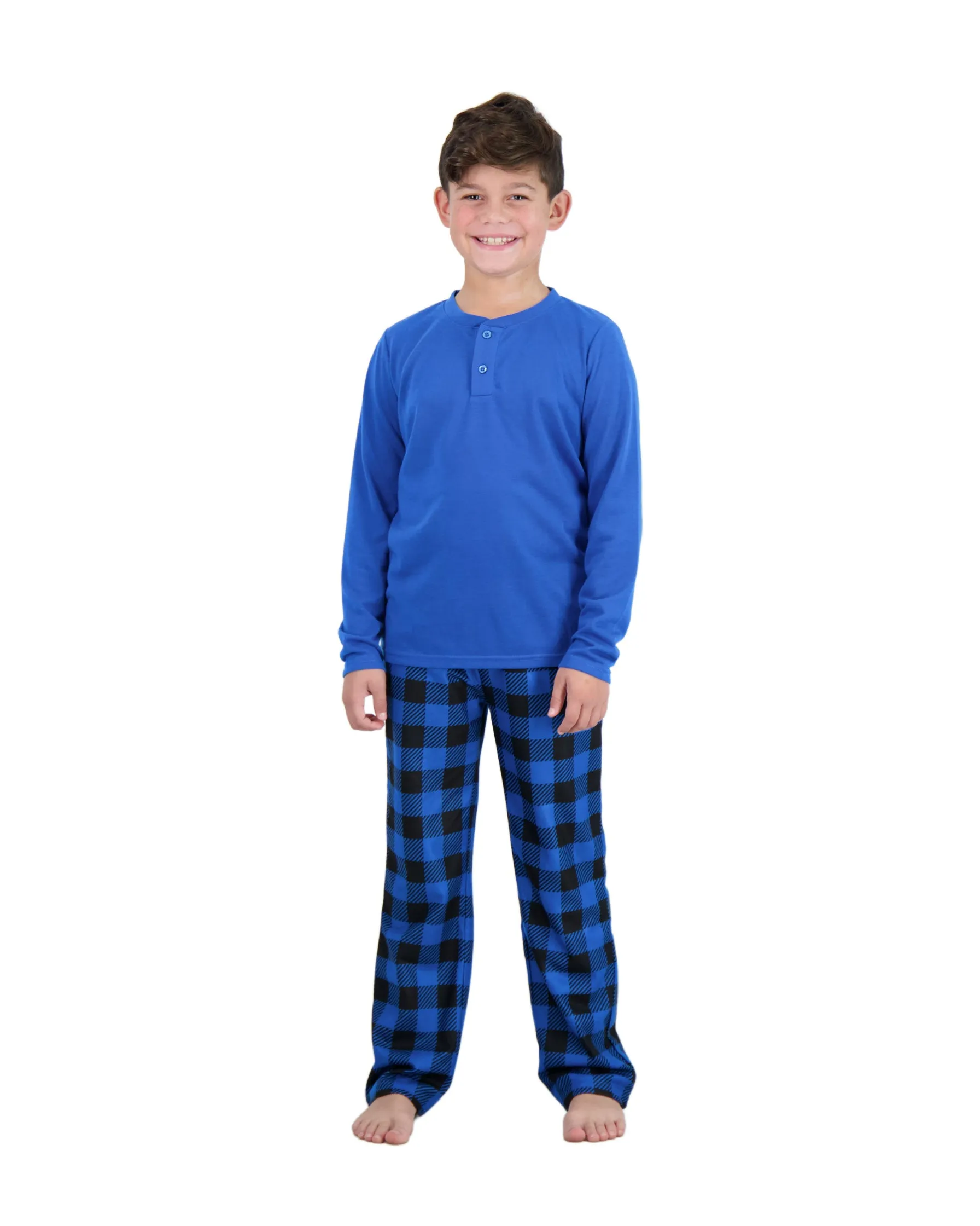 Boys 2-Piece Brushed Jersey Pajama Sets, Royal Blue & Black Pajama Sets for Boys