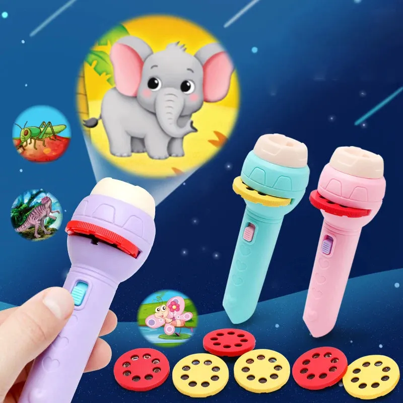 Cartoon Flashlight Projector Toy for Baby Sleeping Storytime