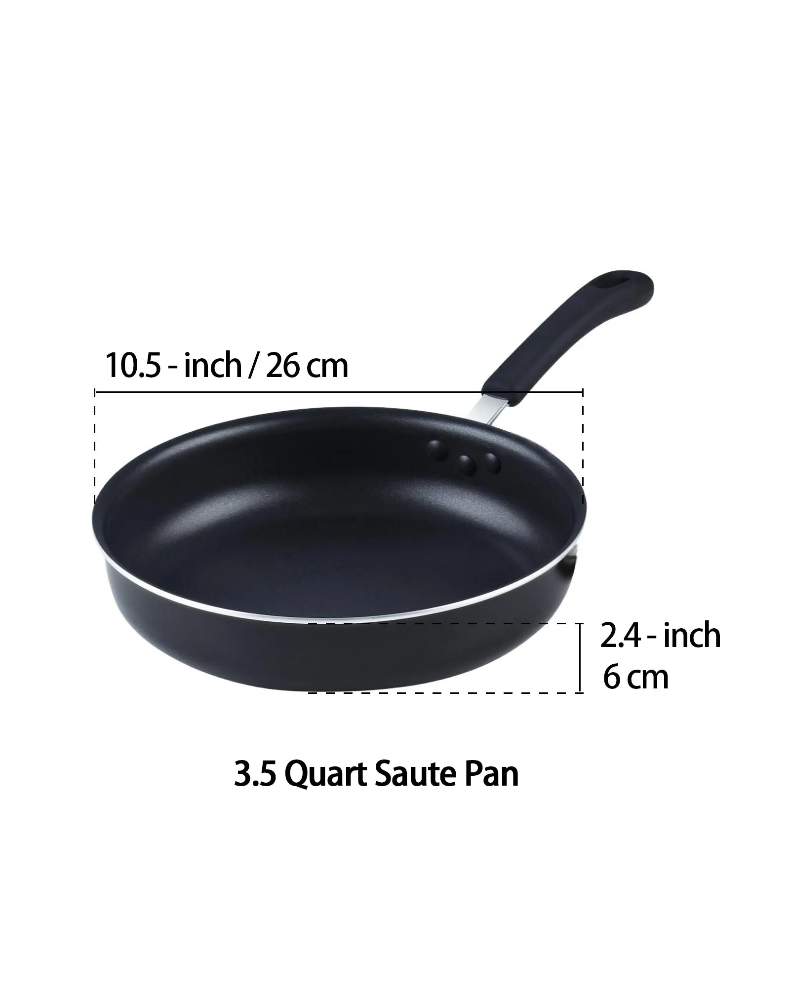 Cook N Home 10.5-Inch/3.5 Quart Nonstick Deep Saute Fry Pan/Jumbo Cooker with Lid, Black