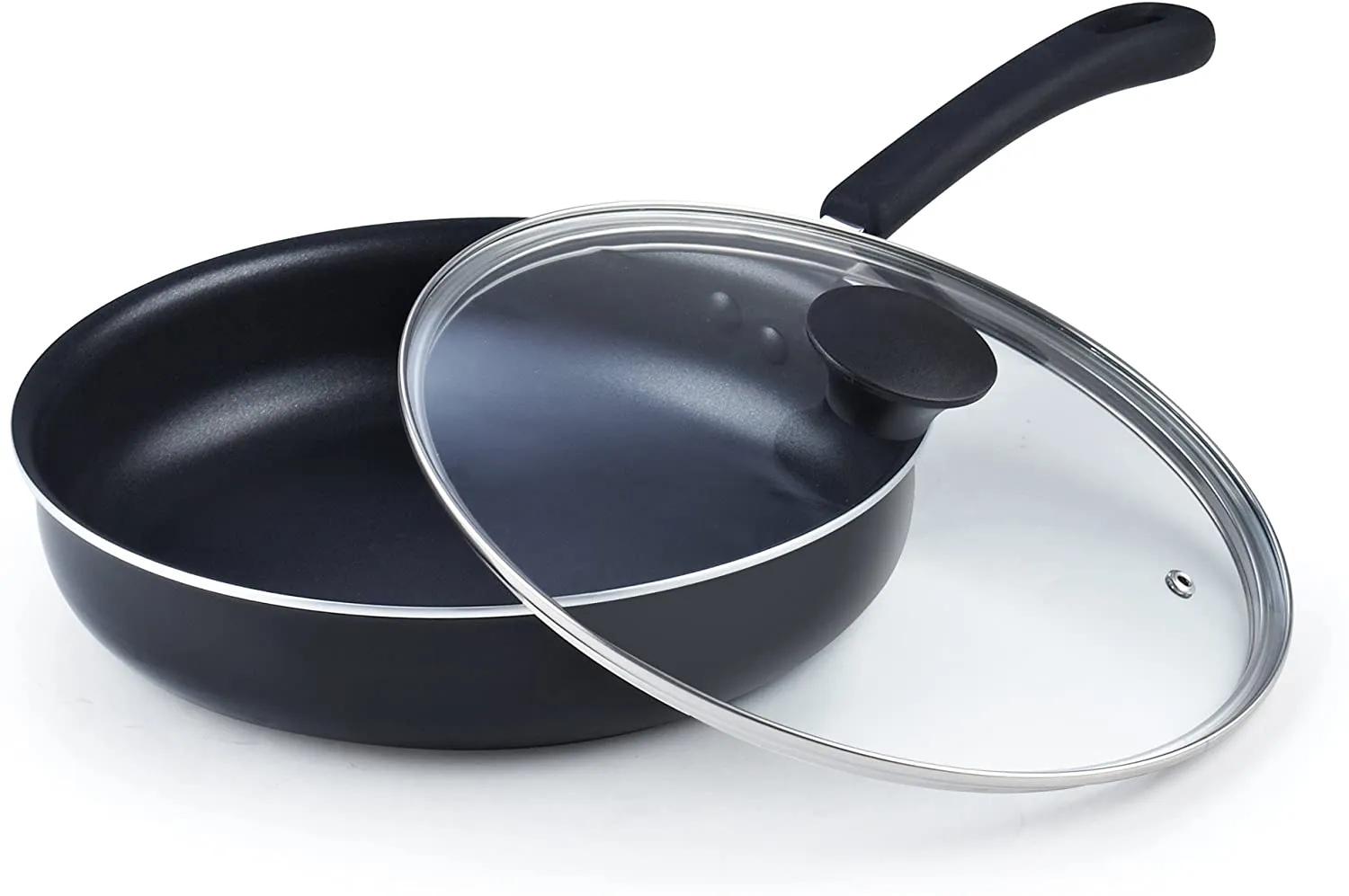 Cook N Home 10.5-Inch/3.5 Quart Nonstick Deep Saute Fry Pan/Jumbo Cooker with Lid, Black