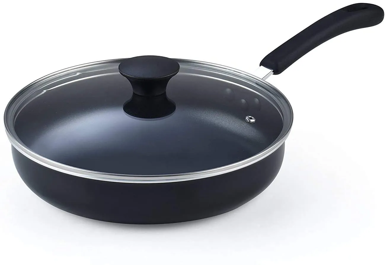 Cook N Home 10.5-Inch/3.5 Quart Nonstick Deep Saute Fry Pan/Jumbo Cooker with Lid, Black