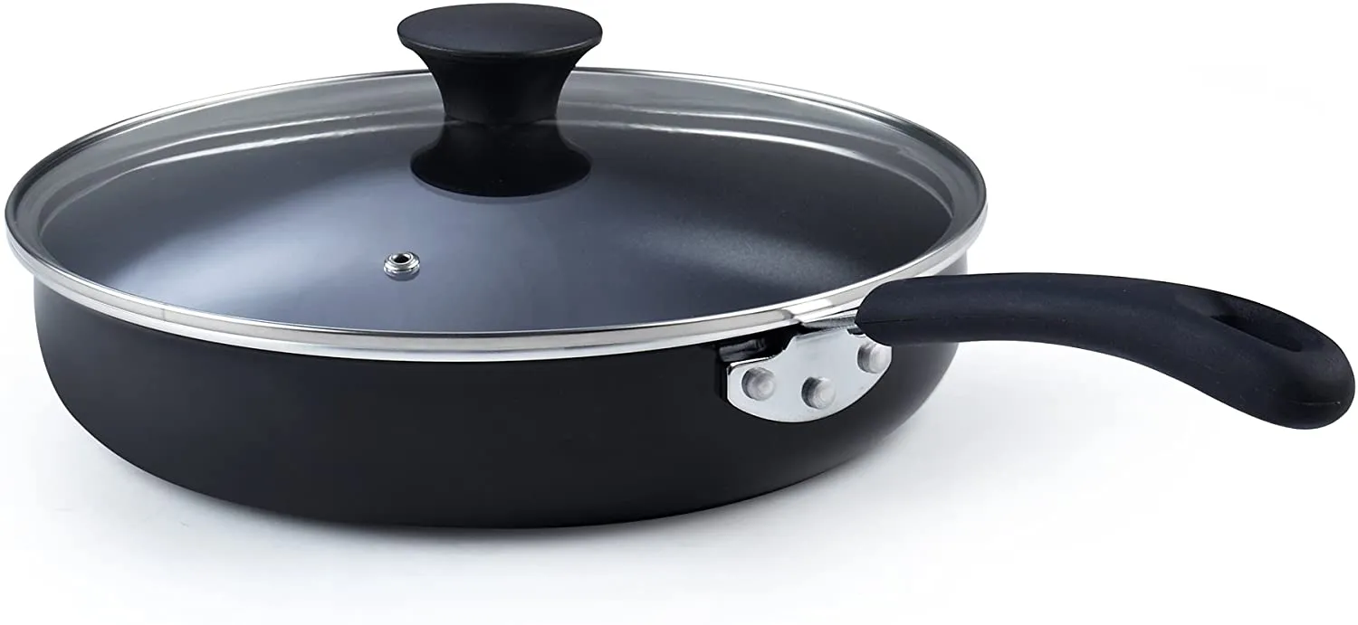 Cook N Home 10.5-Inch/3.5 Quart Nonstick Deep Saute Fry Pan/Jumbo Cooker with Lid, Black