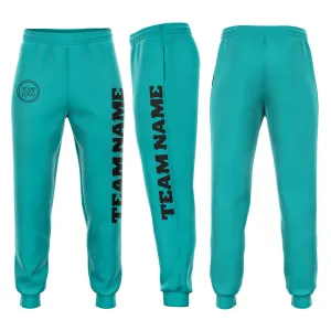 Custom Aqua Black Fleece Jogger Sweatpants