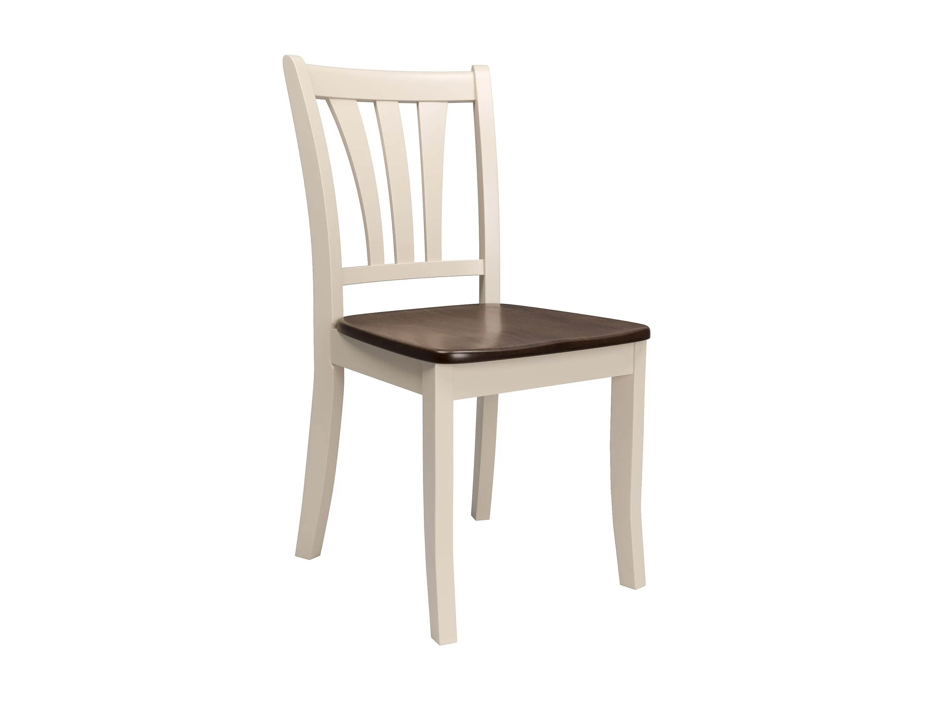 Dark Brown and Cream Solid Wood Dining Chairs, Set of 2