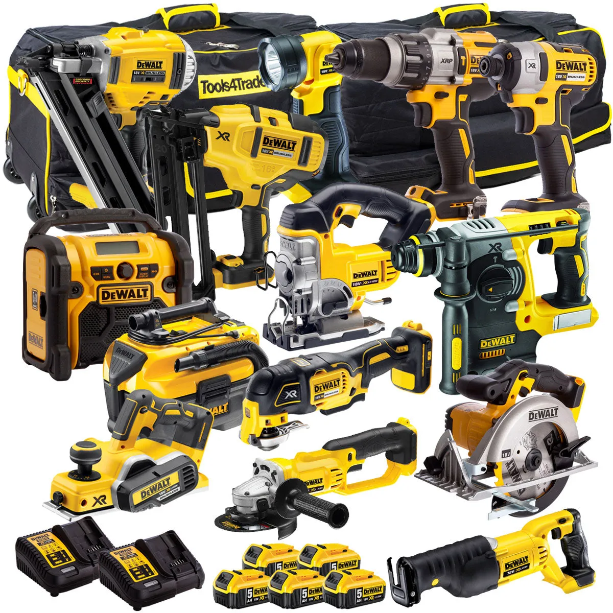 Dewalt 18V 14 Piece Power Tool Kit with 3 x 5.0Ah Battery & Charger T4TKIT-998