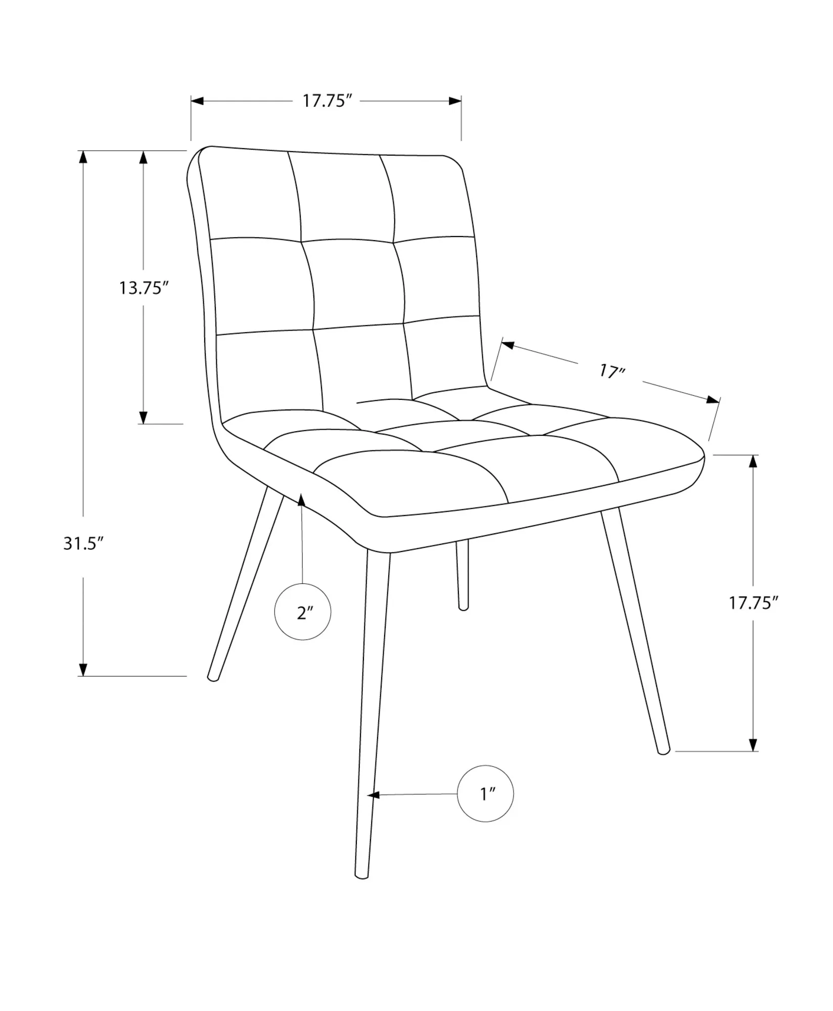 Dining Chair, Set Of 2, Side, Upholstered, Kitchen, Dining Room, White Leather Look, Chrome Metal, Contemporary, Modern