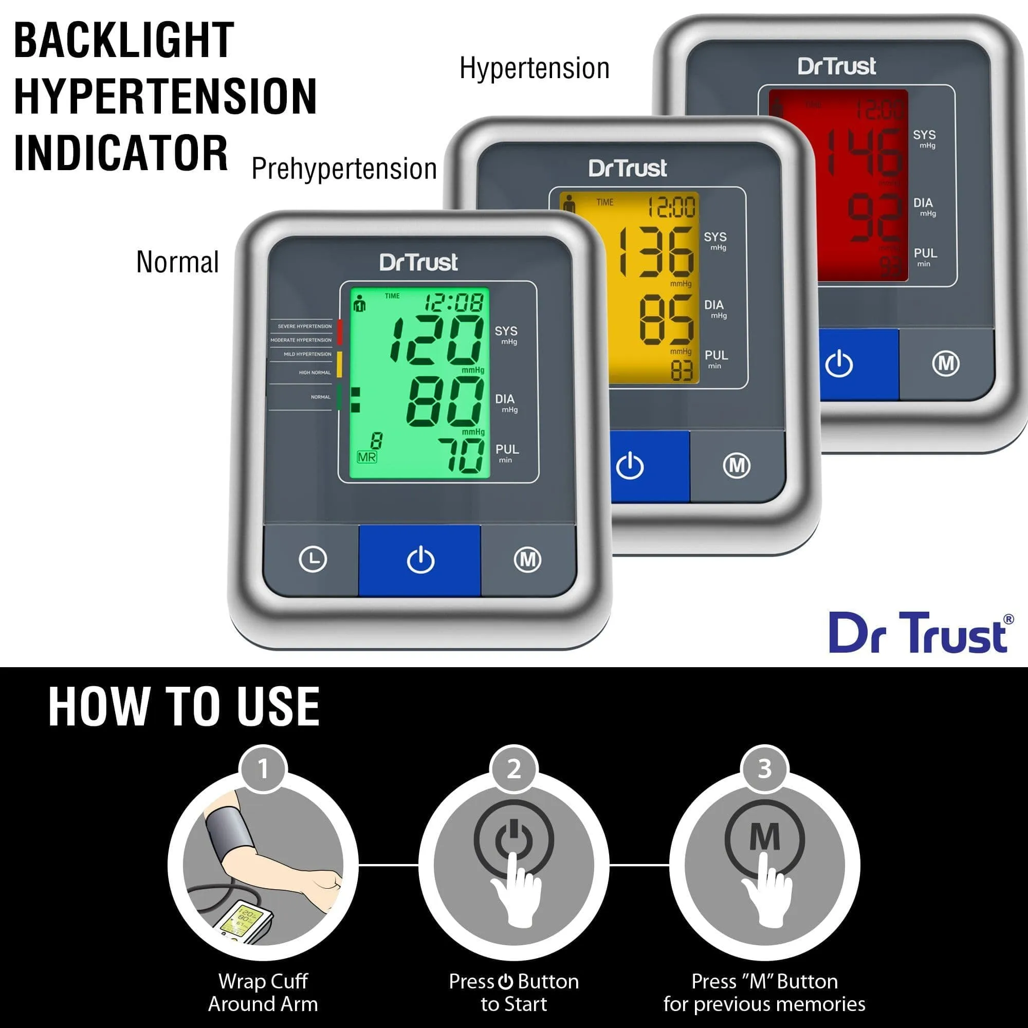 Dr Trust USA A-One Max Blood Pressure Monitor BP Testing