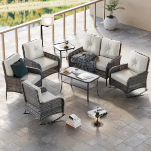 EAGLE PEAK 7 Piece Rattan Outdoor Patio Conversation Set