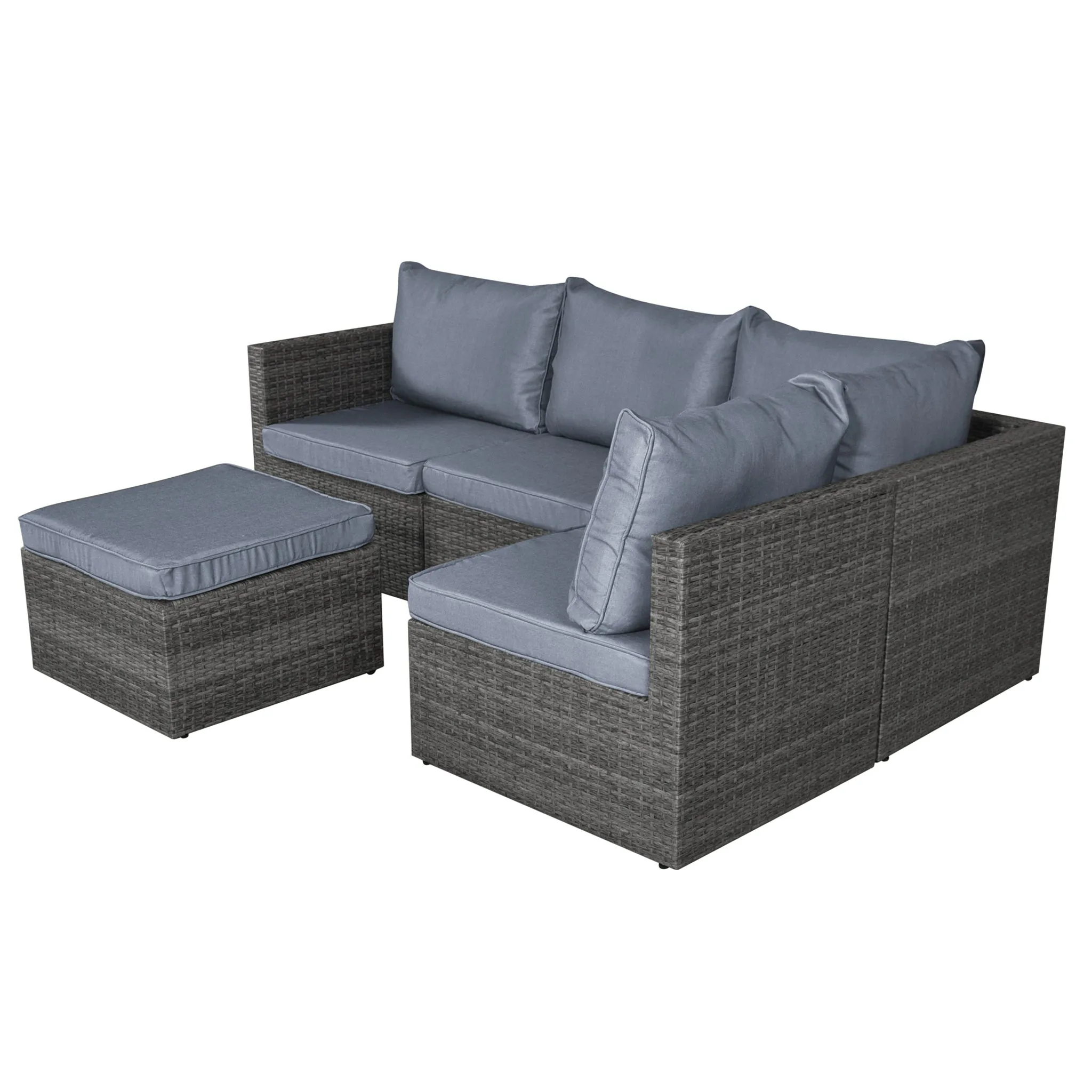 Forli 6 Seater Rattan Corner Sofa & Footstool Garden Furniture Set With Rain Cover