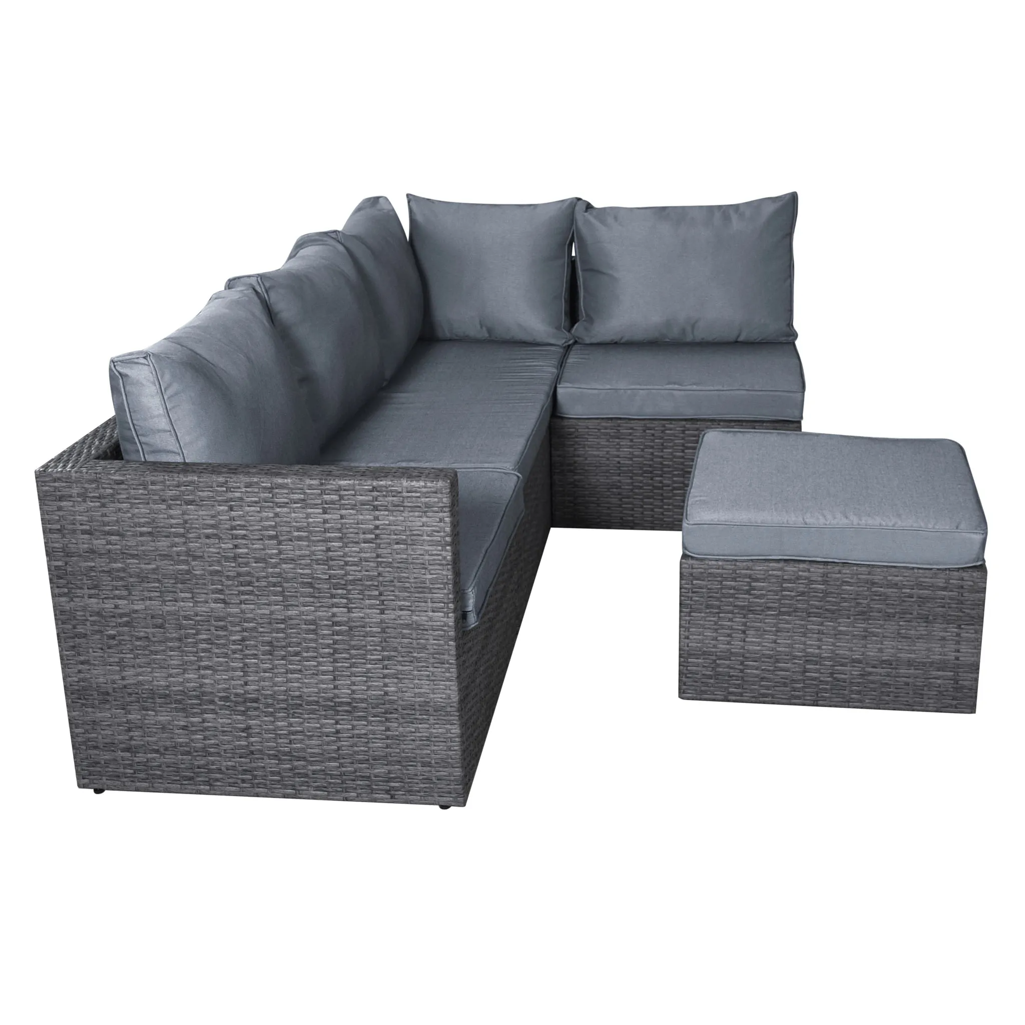 Forli 6 Seater Rattan Corner Sofa & Footstool Garden Furniture Set With Rain Cover