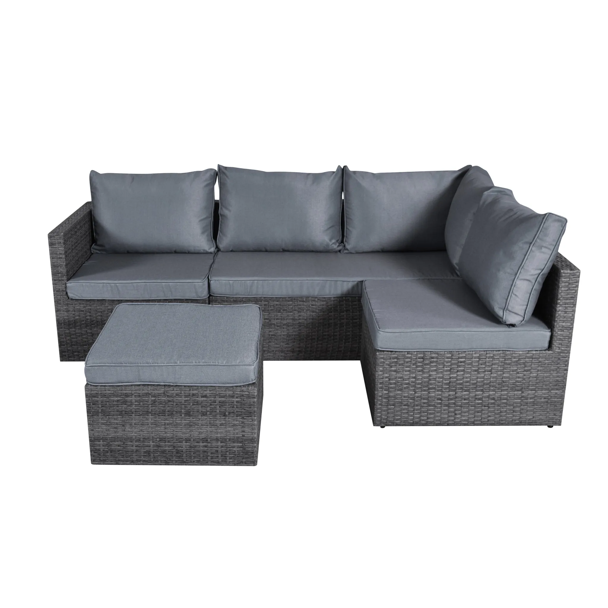 Forli 6 Seater Rattan Corner Sofa & Footstool Garden Furniture Set With Rain Cover