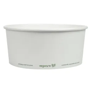 FS178 Vegware 185-Series Compostable Bon Appetit Wide PLA-lined Paper Food Bowls 48oz (Pack of 300)