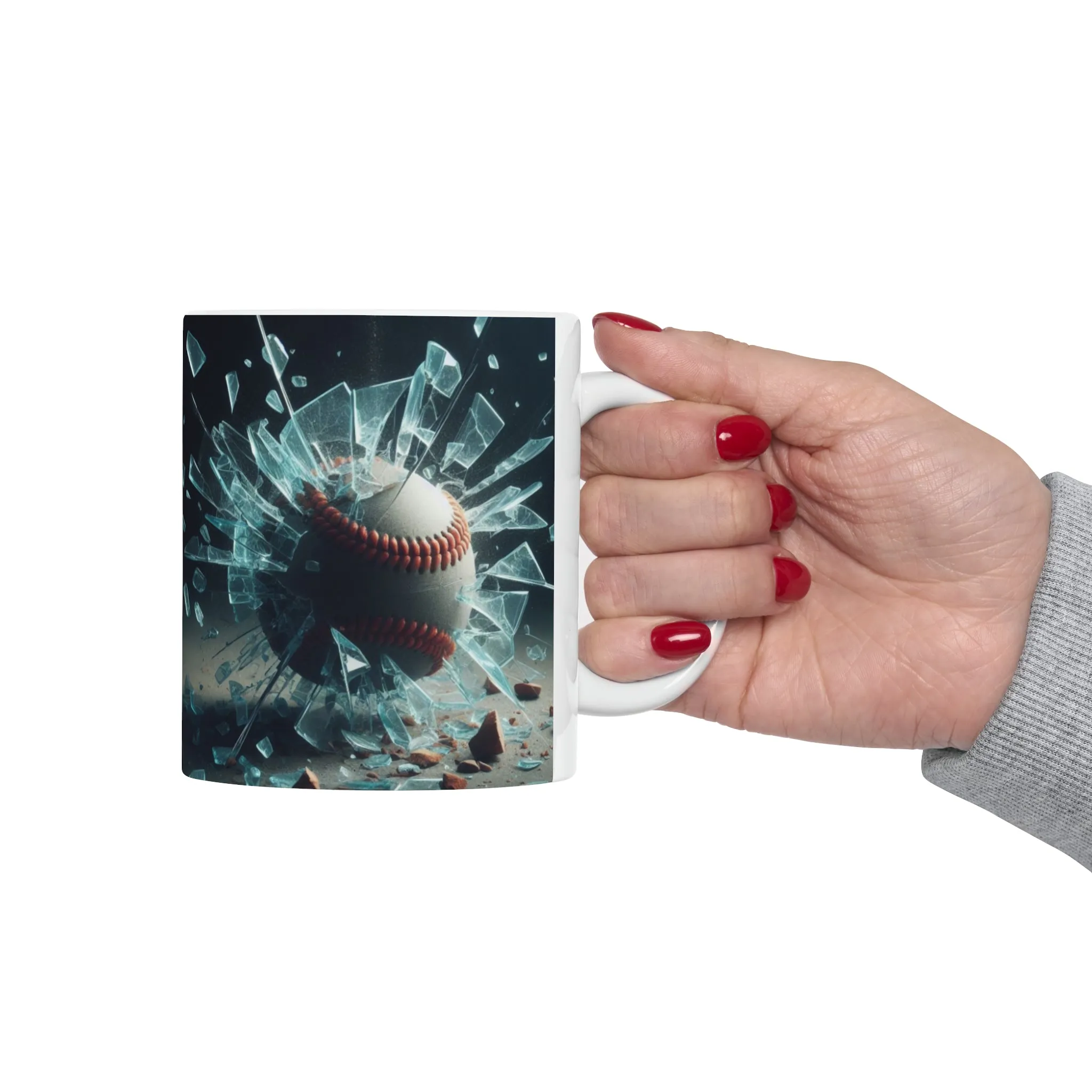 Glass Breaking Baseball  3D Mug, 11oz