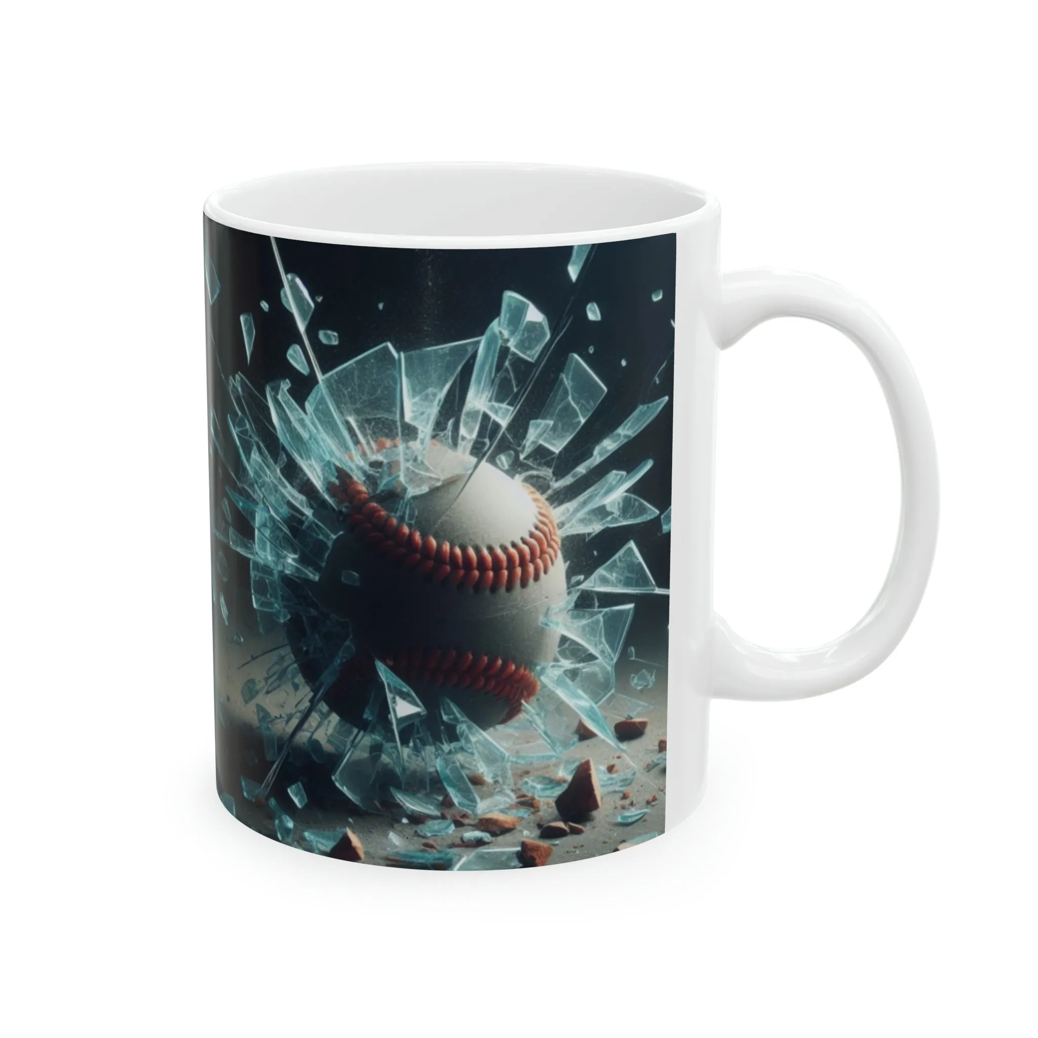 Glass Breaking Baseball  3D Mug, 11oz