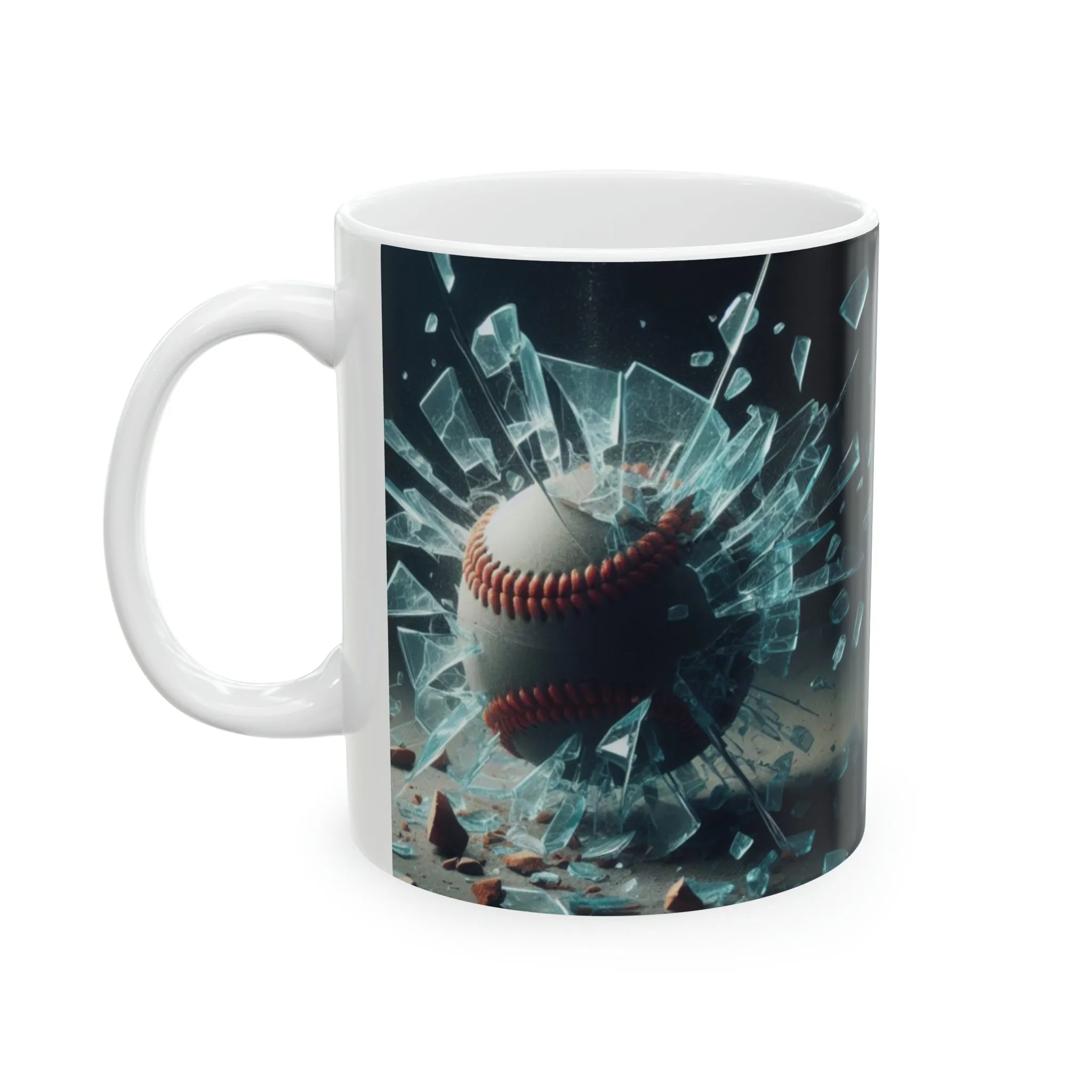 Glass Breaking Baseball  3D Mug, 11oz