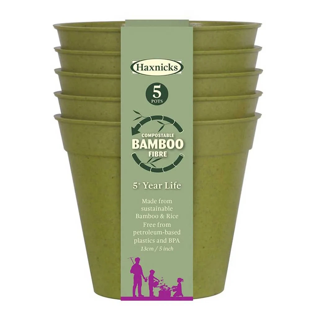 Haxnicks 5" Bamboo Pots (Pack of 5)