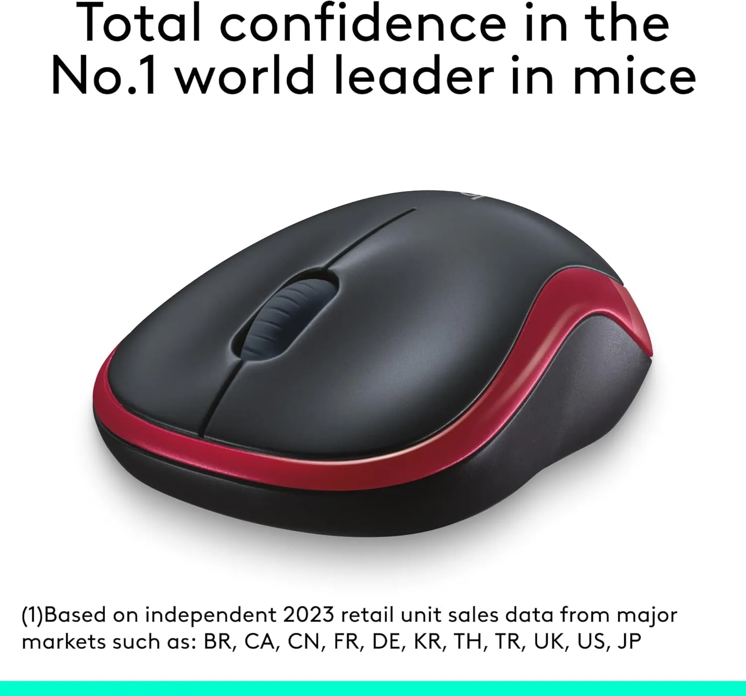 Logitech M185 Wireless Mouse, 2.4Ghz with USB Mini Receiver, 12-Month Battery Life, 1000 DPI Optical Tracking, Ambidextrous, Compatible with PC, Mac, Laptop - Red