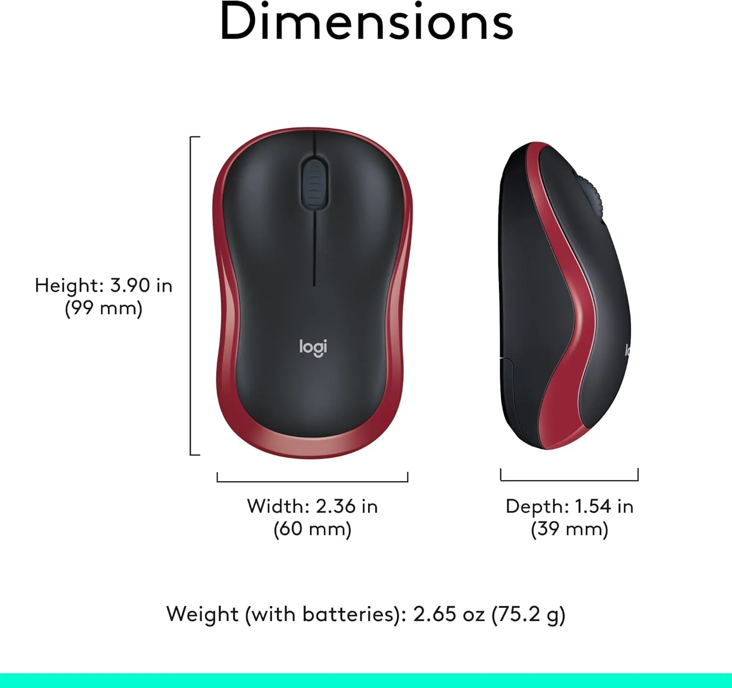 Logitech M185 Wireless Mouse, 2.4Ghz with USB Mini Receiver, 12-Month Battery Life, 1000 DPI Optical Tracking, Ambidextrous, Compatible with PC, Mac, Laptop - Red