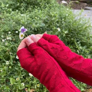 Merino Wool Gloves - Red Cross Textured