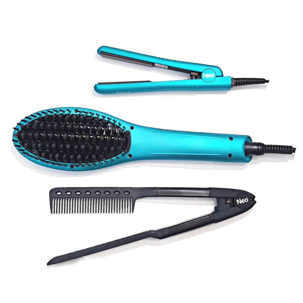 Metallic Turquoise Heated Brush Set | Set