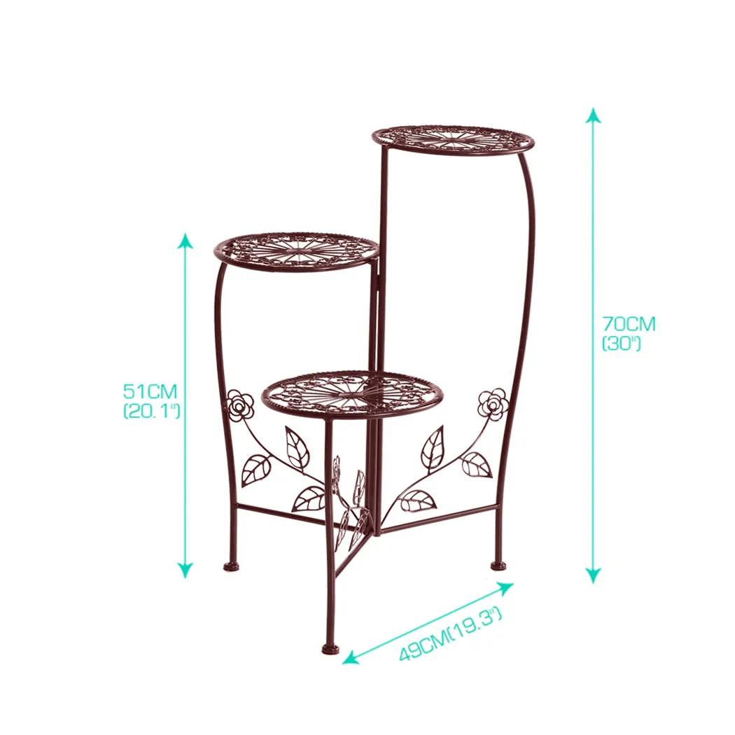 Outdoor Indoor Flower Pots Garden Plant Stand Metal Corner Shelf Wrought Iron