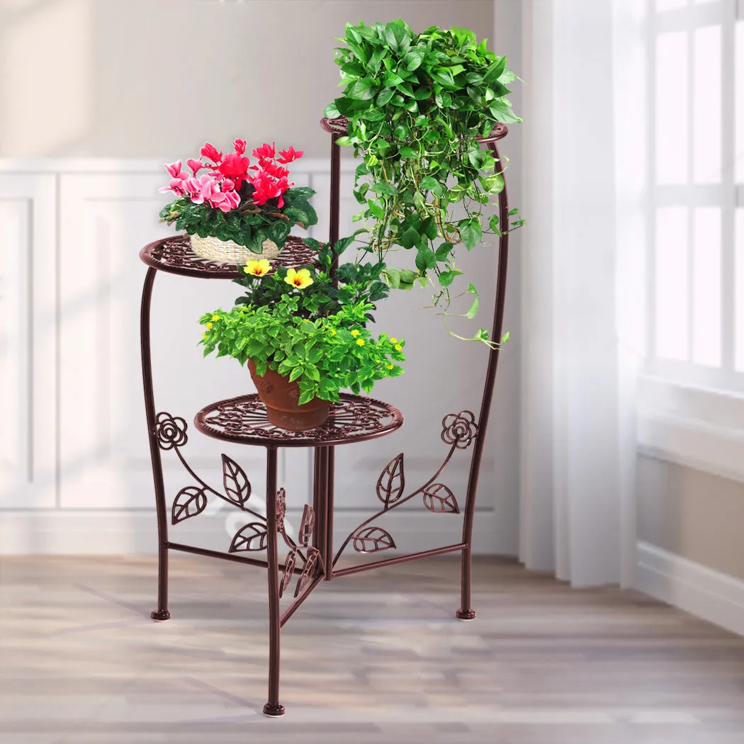 Outdoor Indoor Flower Pots Garden Plant Stand Metal Corner Shelf Wrought Iron