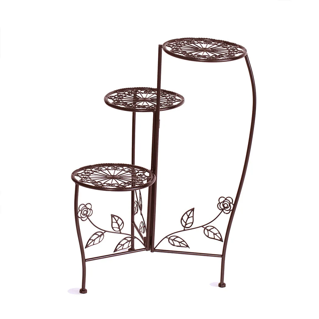 Outdoor Indoor Flower Pots Garden Plant Stand Metal Corner Shelf Wrought Iron