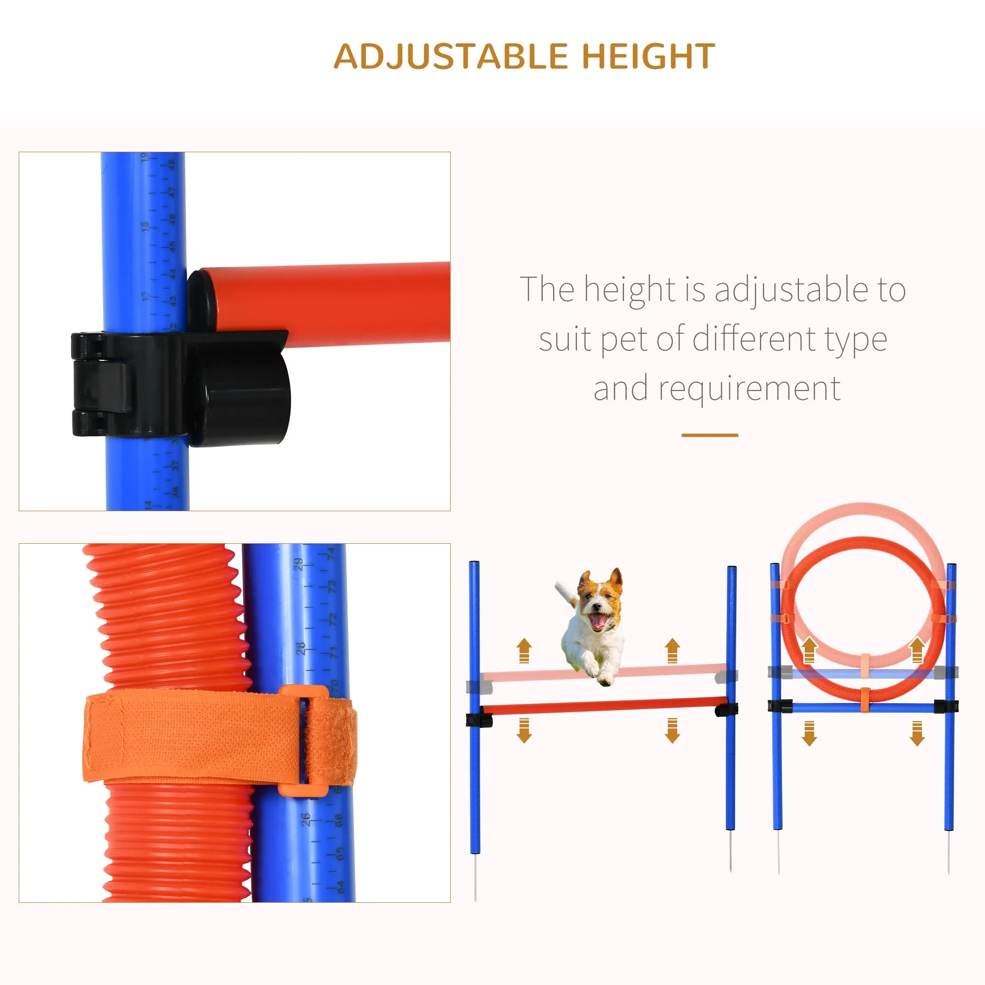 Pet Agility Training Equipment Dog Play Run Jump Obedience Training Set Adjustable (Pole   Hoop   Hurdle)