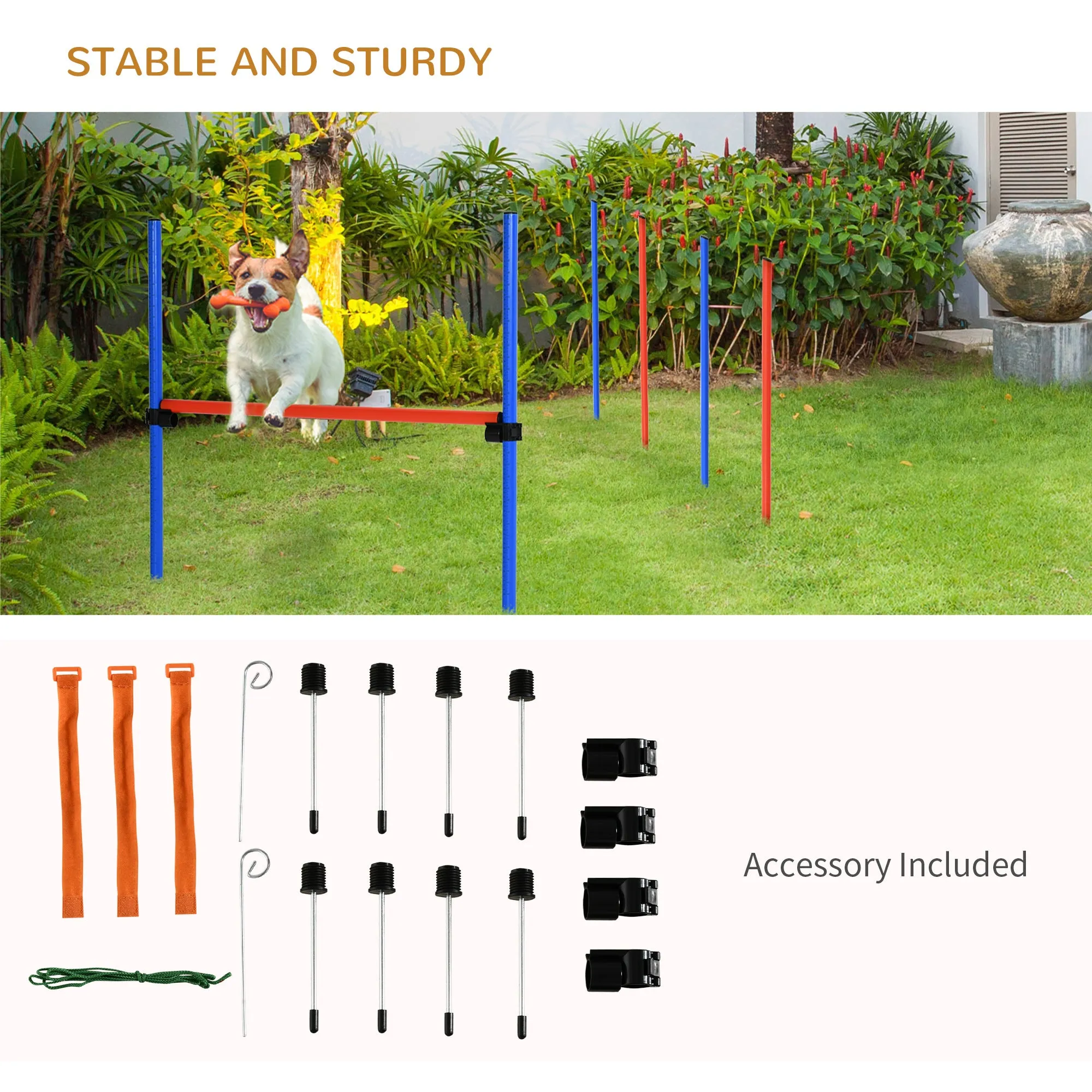 Pet Agility Training Equipment Dog Play Run Jump Obedience Training Set Adjustable (Pole   Hoop   Hurdle)