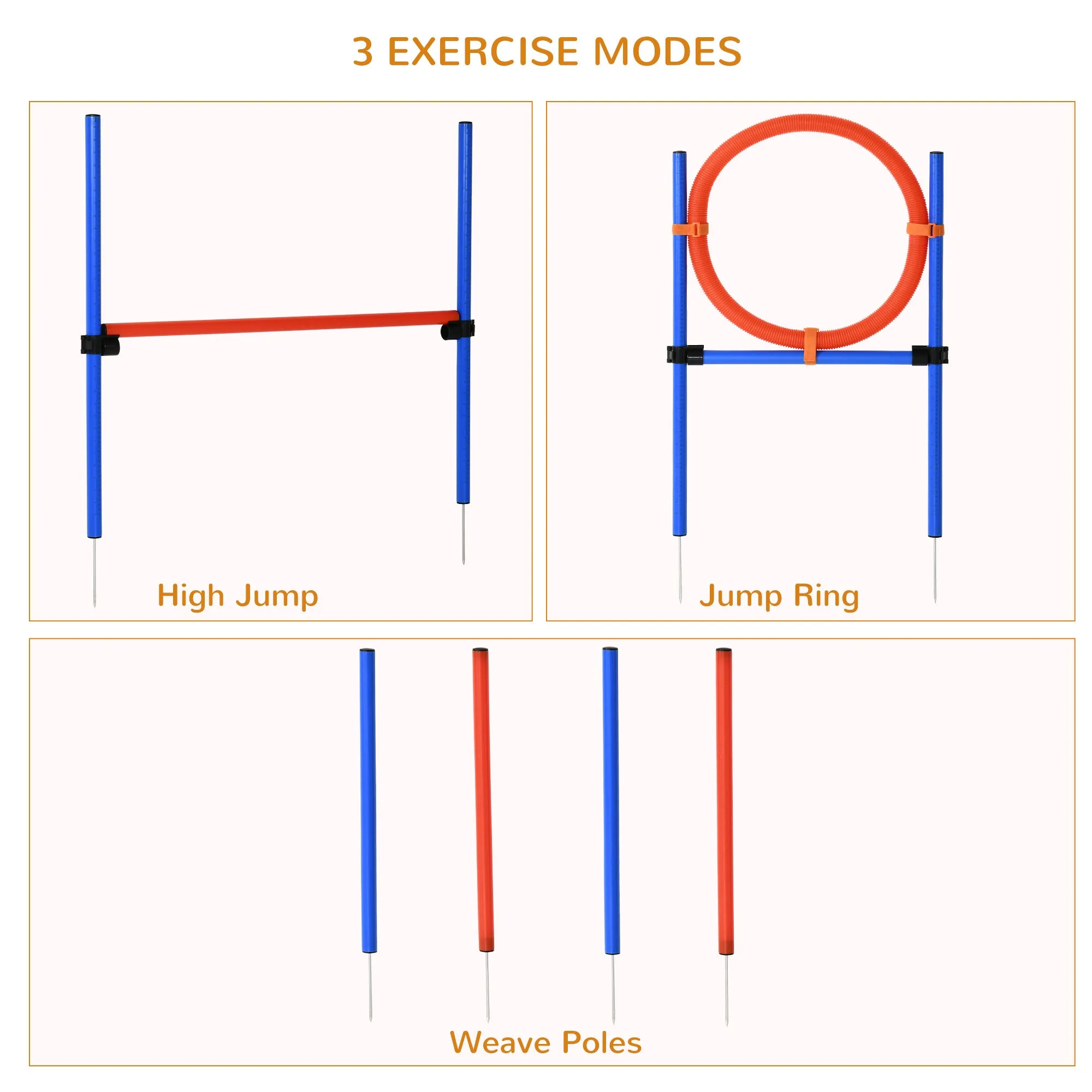 Pet Agility Training Equipment Dog Play Run Jump Obedience Training Set Adjustable (Pole   Hoop   Hurdle)