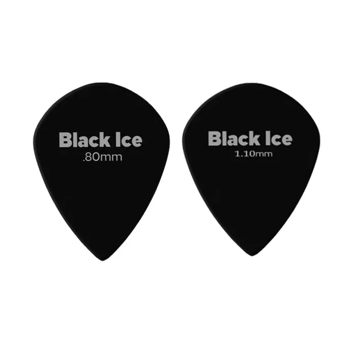 Planet Waves BLACK ICE Medium / Heavy Duralin Guitar Picks with Oversized Jazz Shape Surface Area (.80mm, 1.10mm) (10-Piece) | 3DBK4-100 X10, 3DBK6-100 X10