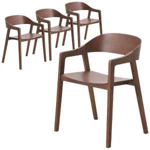 Rivo Dining Chairs in Sturdy Oak Wood with Open Back Design and Armrests Set of 4