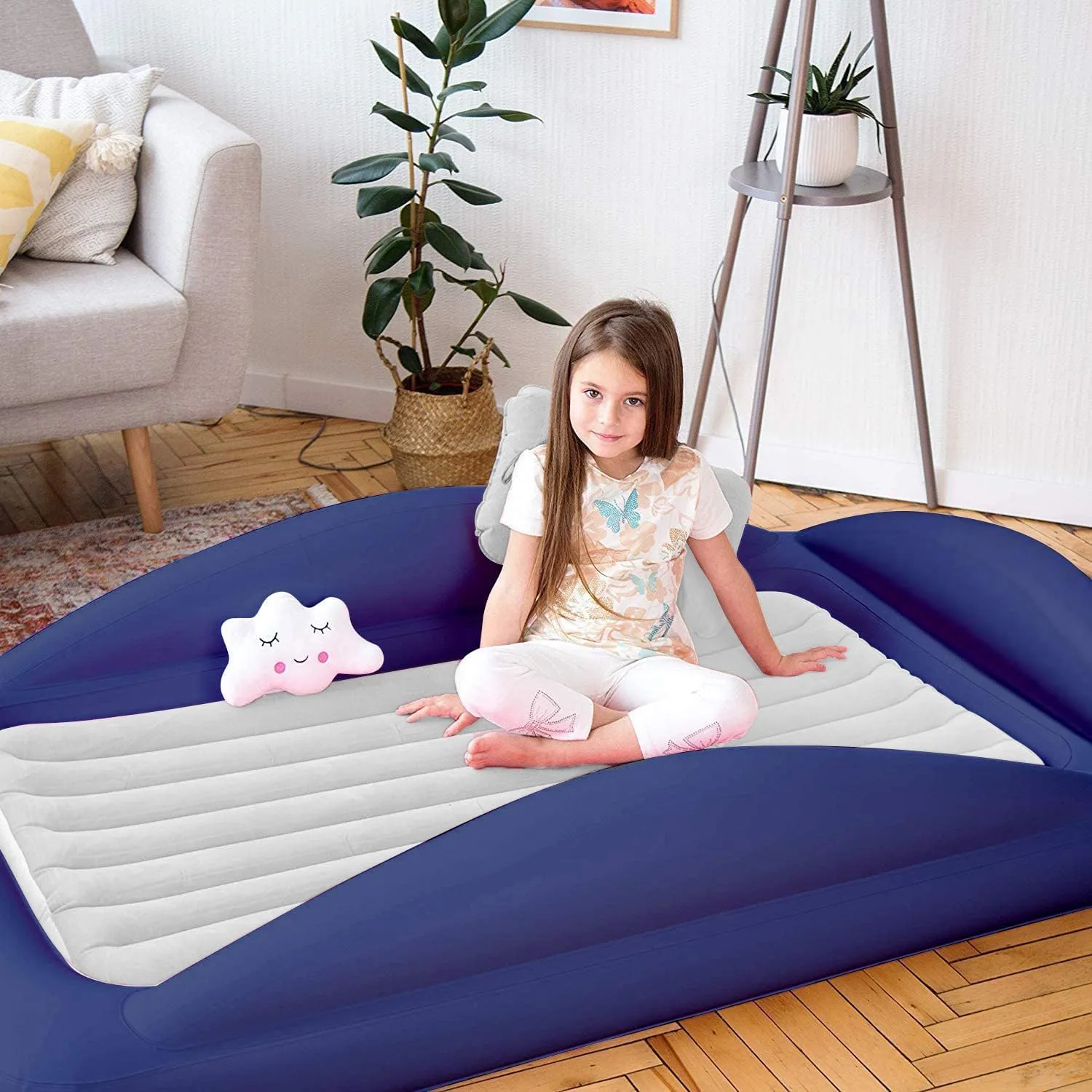 Sleepah Inflatable Toddler Travel Bed With High Safety Bed Rails With Pump Pillow Case – Grey