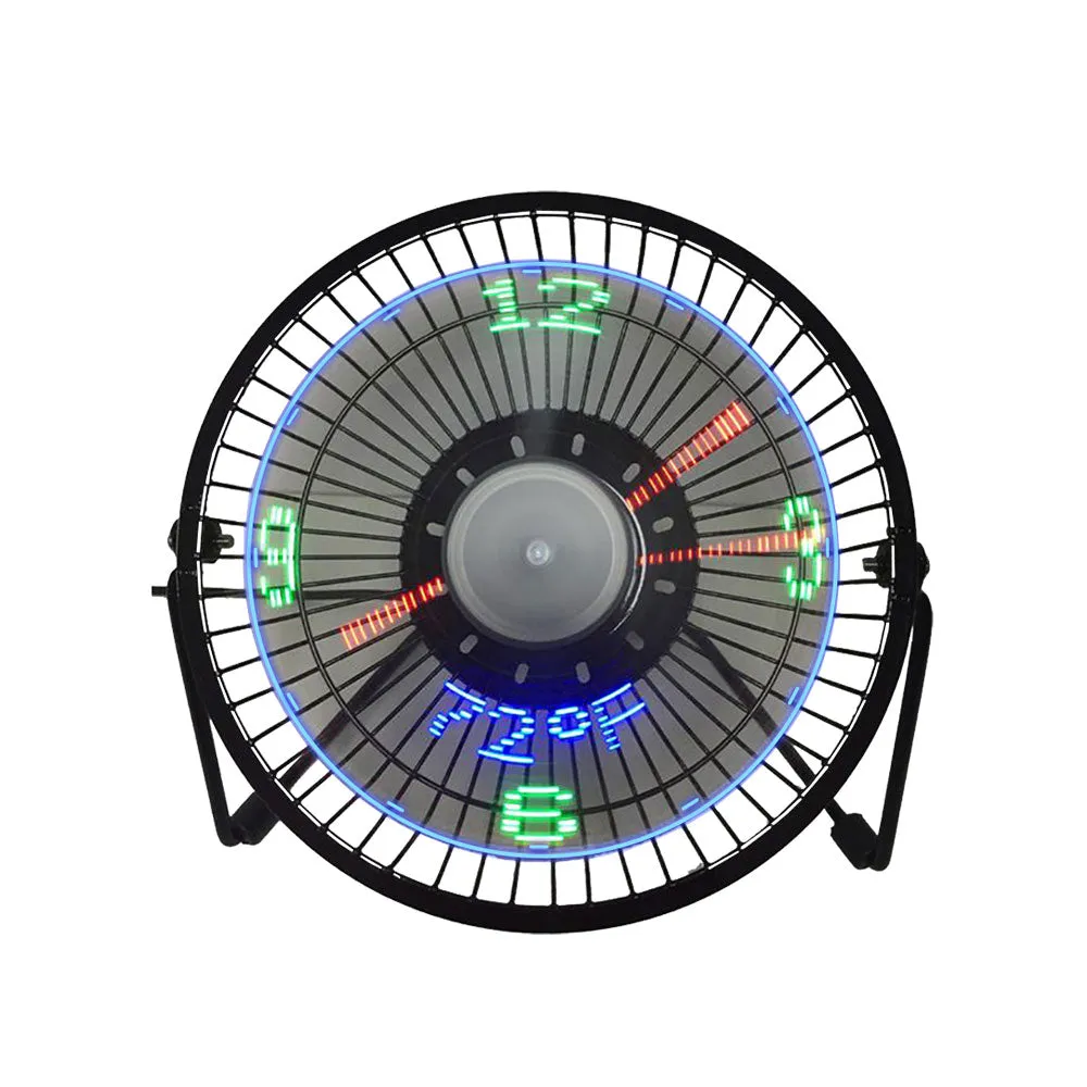 Small Desk Fan with Clock and Temperature Display -USB Plugged-in