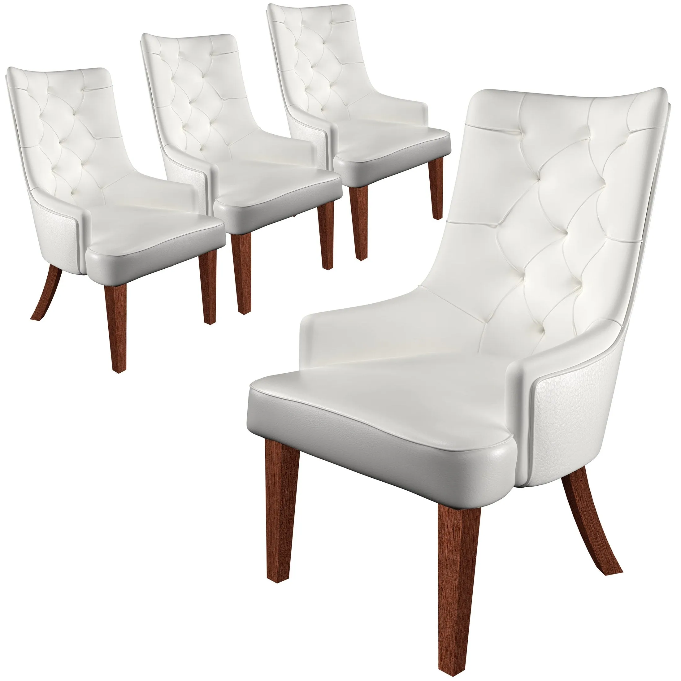 Spruce Collection Modern Wooden Dining Chair in Beige Velvet Set of 4