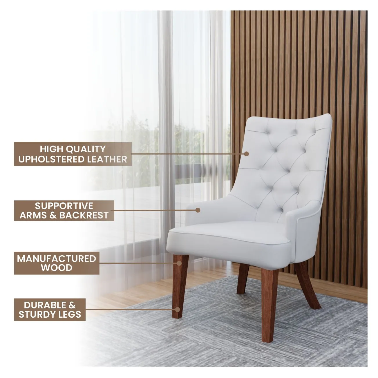 Spruce Collection Modern Wooden Dining Chair in Beige Velvet Set of 4