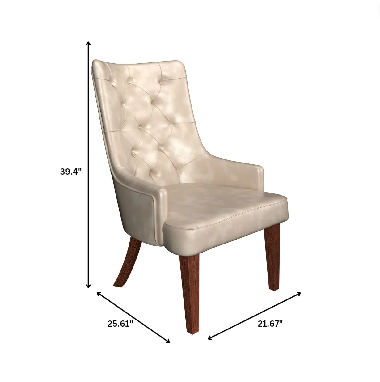 Spruce Collection Modern Wooden Dining Chair in Beige Velvet Set of 4