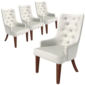 Spruce Collection Modern Wooden Dining Chair in Beige Velvet Set of 4