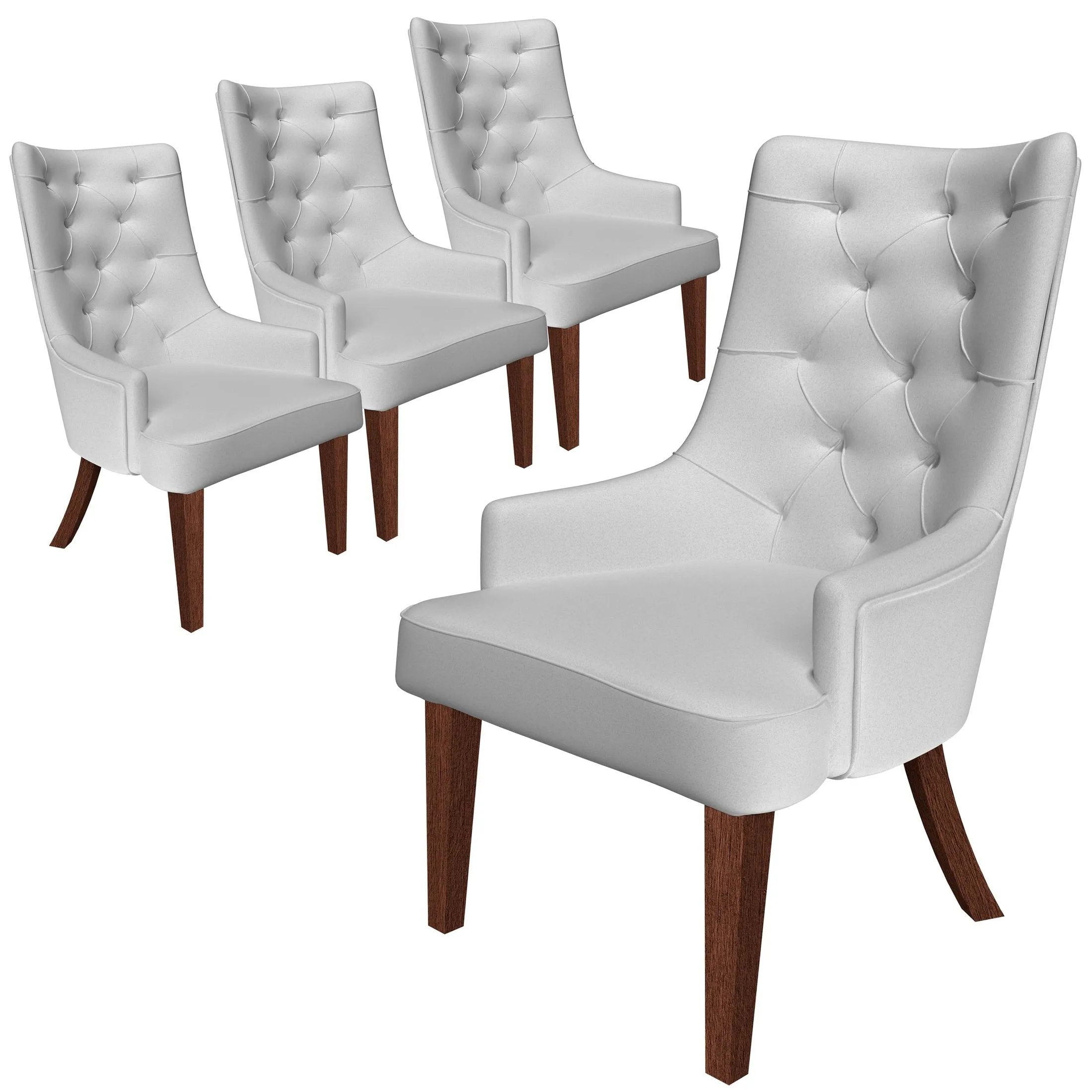 Spruce Collection Modern Wooden Dining Chair in Beige Velvet Set of 4